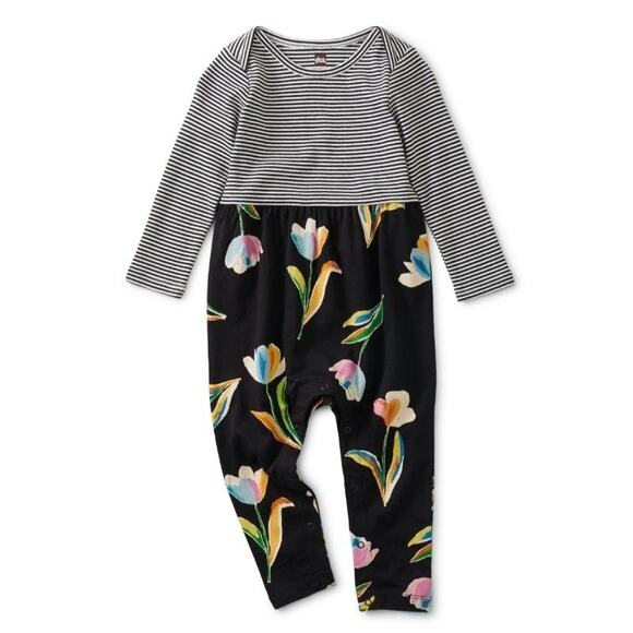 Tea Collection Romper sz 18-24 months Stripe Floral Romper - Picture 1 of 7
